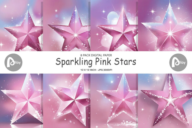 Digital Paper Pink Stars Digital Pattern artnoy 