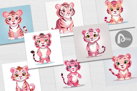 Digital Paper Pink Tiger Valentine Digital Pattern artnoy 