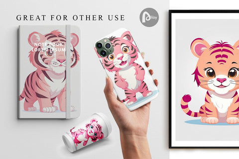 Digital Paper Pink Tiger Valentine Digital Pattern artnoy 