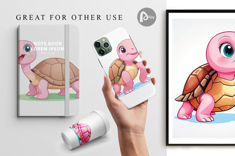 Digital Paper Pink Turtle Valentine Digital Pattern artnoy 