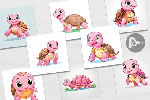 Digital Paper Pink Turtle Valentine Digital Pattern artnoy 