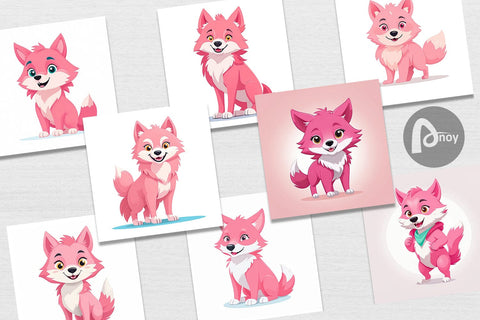 Digital Paper Pink Wolf Valentine Digital Pattern artnoy 