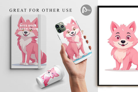 Digital Paper Pink Wolf Valentine Digital Pattern artnoy 