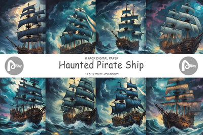Digital Paper Pirate Ship Digital Pattern artnoy 