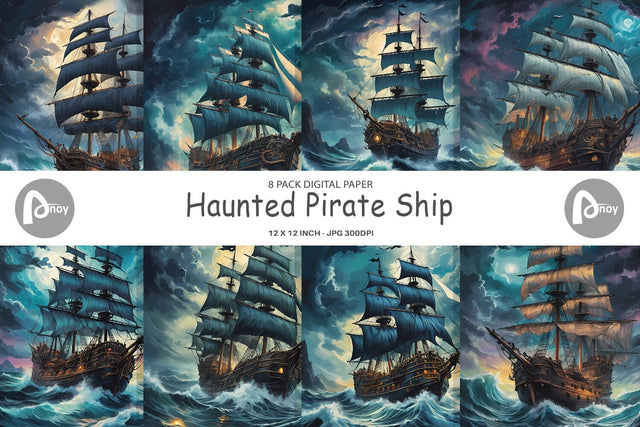 Digital Paper Pirate Ship Digital Pattern artnoy 