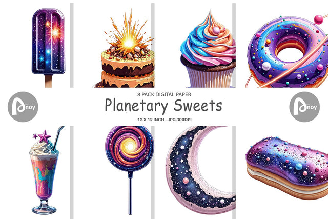 Digital Paper Planetary Sweets Digital Pattern artnoy 