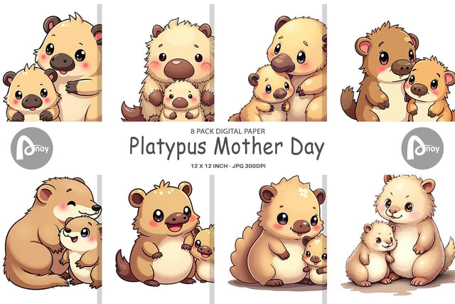 Digital Paper Platypus Mother's Day Digital Pattern artnoy 