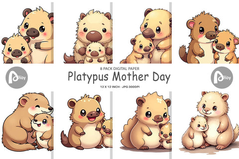 Digital Paper Platypus Mother's Day Digital Pattern artnoy 