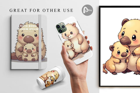 Digital Paper Platypus Mother's Day Digital Pattern artnoy 