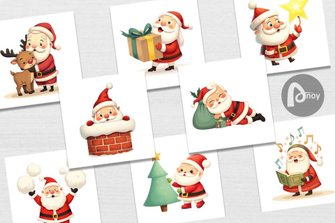 Digital Paper Playful Christmas Santa Digital Pattern artnoy 