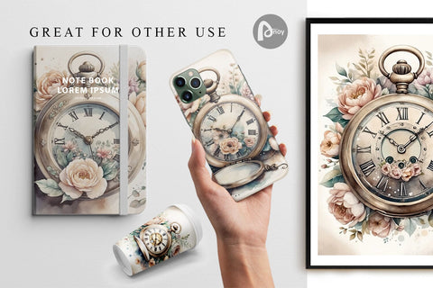 Digital Paper Pocket Watch Digital Pattern artnoy 