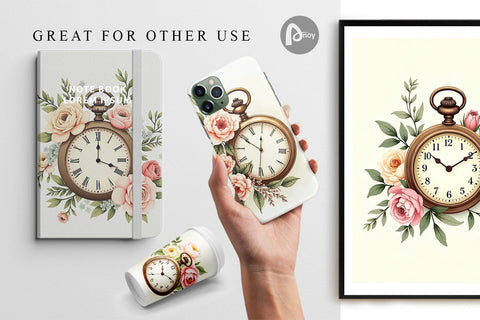 Digital Paper Pocket Watch Digital Pattern artnoy 