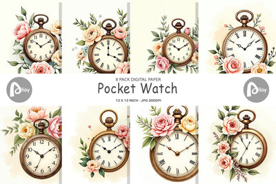 Digital Paper Pocket Watch Digital Pattern artnoy 