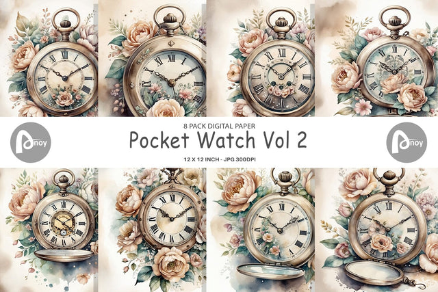 Digital Paper Pocket Watch Digital Pattern artnoy 