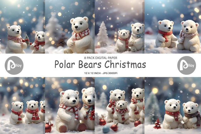 Digital Paper Polar Bears Christmas Digital Pattern artnoy 