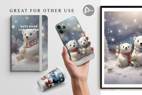 Digital Paper Polar Bears Christmas Digital Pattern artnoy 