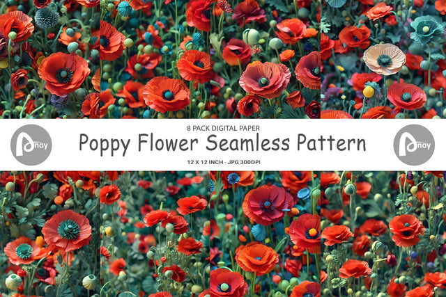 Digital Paper Poppy Flower Pattern Digital Pattern artnoy 