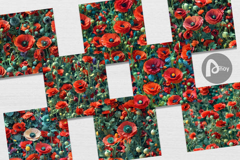 Digital Paper Poppy Flower Pattern Digital Pattern artnoy 