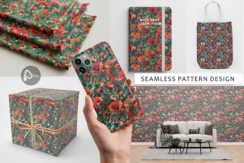 Digital Paper Poppy Flower Pattern Digital Pattern artnoy 