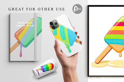 Digital Paper Popsicle Digital Pattern artnoy 