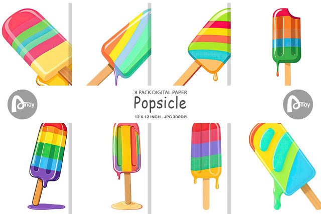 Digital Paper Popsicle Digital Pattern artnoy 