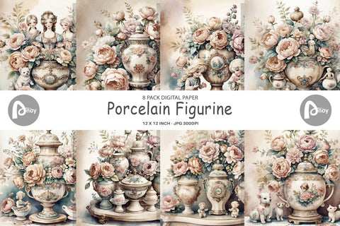 Digital Paper Porcelain Figurine Digital Pattern artnoy 
