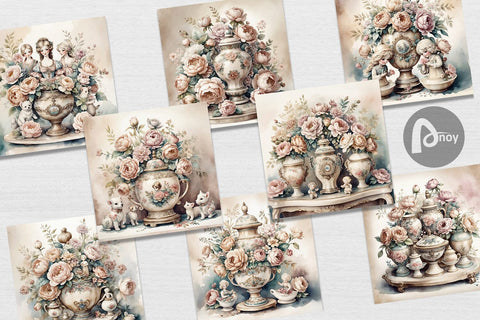 Digital Paper Porcelain Figurine Digital Pattern artnoy 