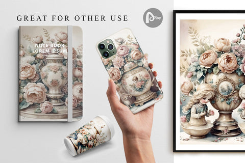 Digital Paper Porcelain Figurine Digital Pattern artnoy 