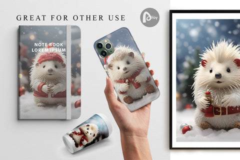 Digital Paper Porcupine Christmas Digital Pattern artnoy 