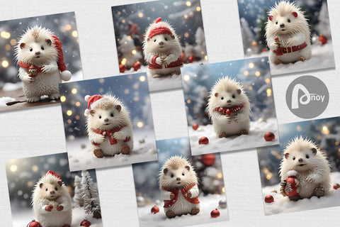 Digital Paper Porcupine Christmas Digital Pattern artnoy 