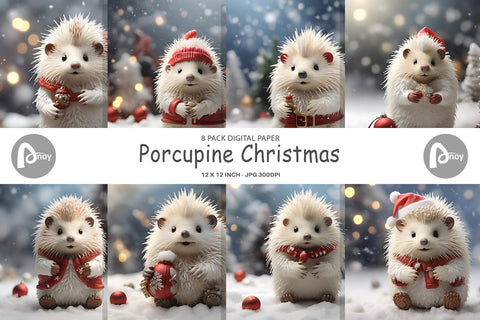 Digital Paper Porcupine Christmas Digital Pattern artnoy 