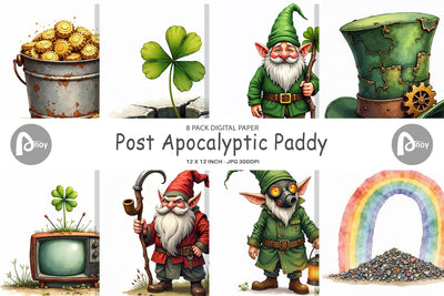 Digital Paper Post-Apocalyptic Paddy Wasteland St. Patrick's Digital Pattern artnoy 