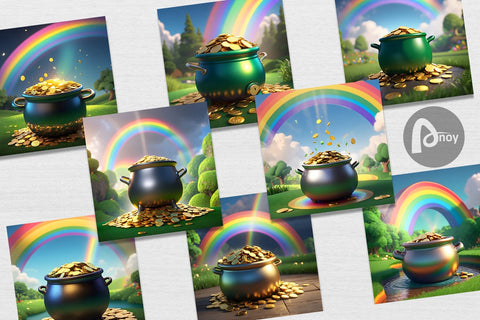 Digital Paper Pot of Gold Patrick's Day Digital Pattern artnoy 