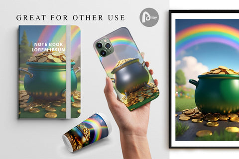 Digital Paper Pot of Gold Patrick's Day Digital Pattern artnoy 