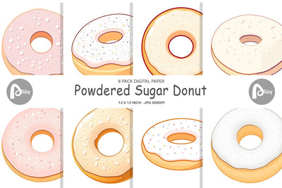 Digital Paper Powdered Donut Digital Pattern artnoy 