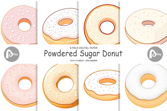 Digital Paper Powdered Donut Digital Pattern artnoy 