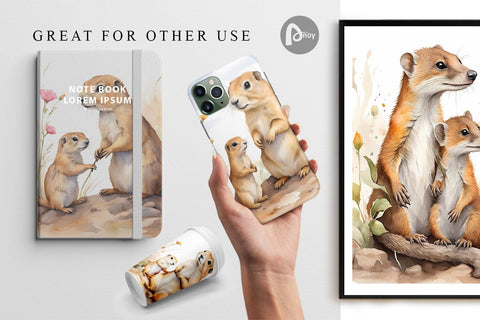 Digital Paper Prairie Dog Mother Day Digital Pattern artnoy 