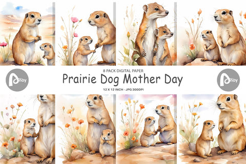 Digital Paper Prairie Dog Mother Day Digital Pattern artnoy 