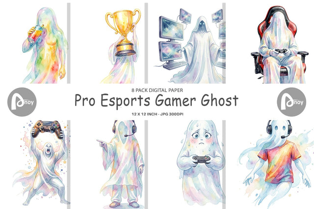 Digital Paper Pro Esports Gamer Ghost Digital Pattern artnoy 