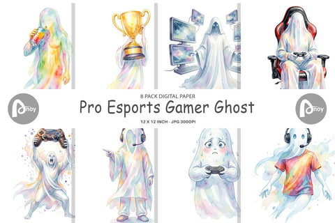 Digital Paper Pro Esports Gamer Ghost Digital Pattern artnoy 