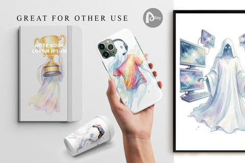 Digital Paper Pro Esports Gamer Ghost Digital Pattern artnoy 