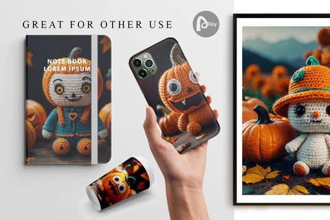 Digital Paper Pumpkin Knitted Digital Pattern artnoy 