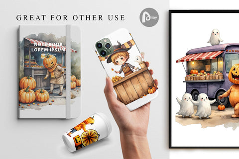 Digital Paper Pumpkin Market Adventure Digital Pattern artnoy 