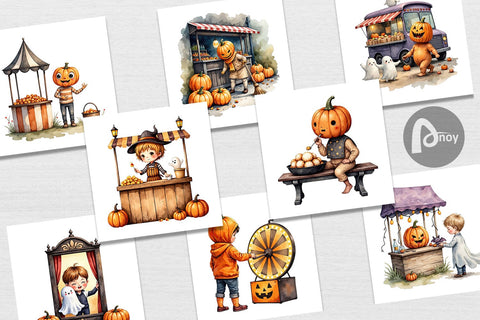 Digital Paper Pumpkin Market Adventure Digital Pattern artnoy 