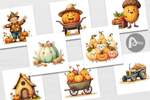 Digital Paper Pumpkin Patch Pals Digital Pattern artnoy 