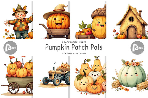 Digital Paper Pumpkin Patch Pals Digital Pattern artnoy 