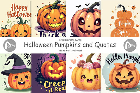 Digital Paper Pumpkin Quotes Digital Pattern artnoy 