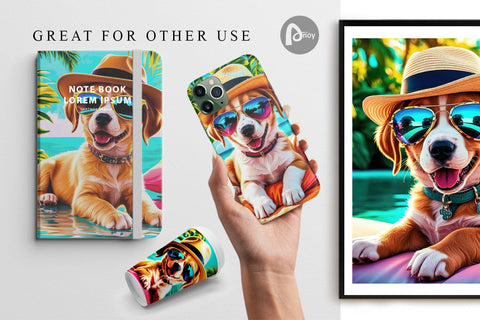 Digital Paper Puppies in Summer Sublimation artnoy 