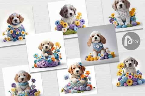 Digital Paper Puppy Easter Embroidery Digital Pattern artnoy 