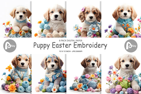 Digital Paper Puppy Easter Embroidery Digital Pattern artnoy 